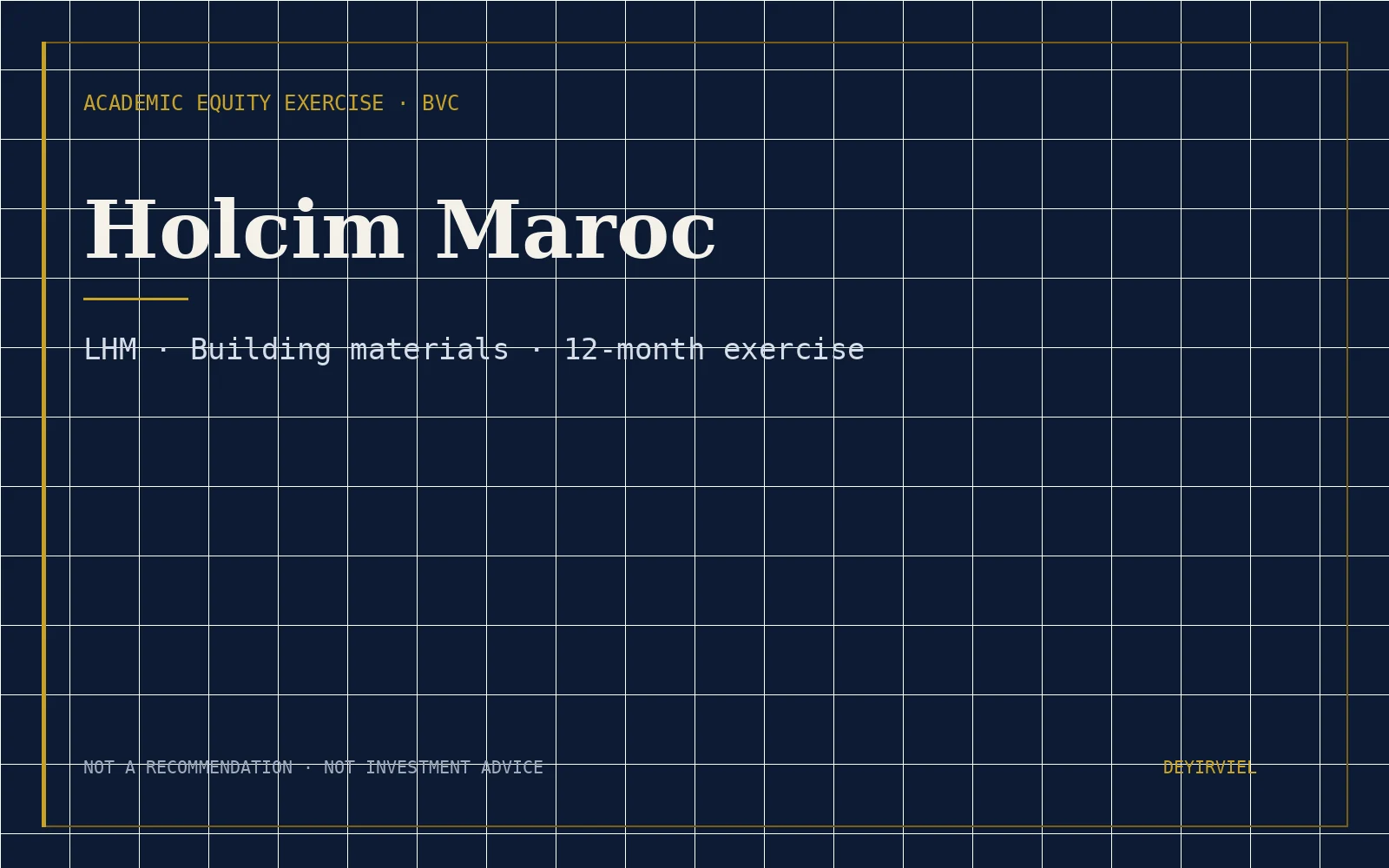 Holcim Maroc — LHM, Bourse de Casablanca, academic equity exercise