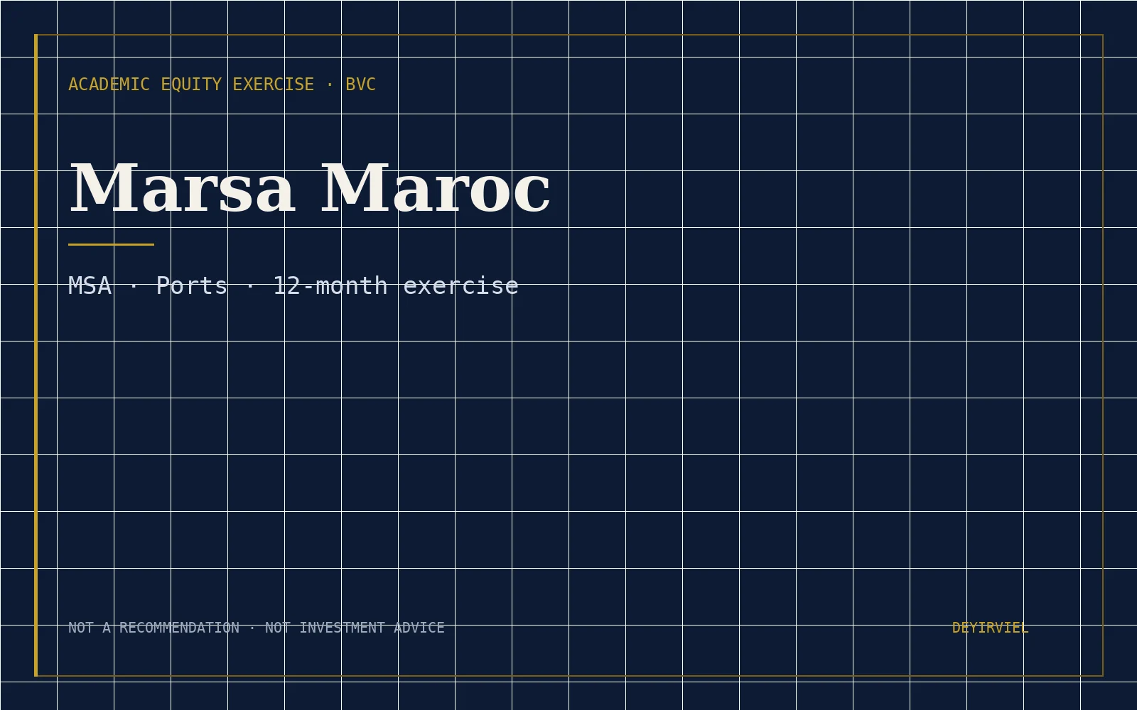 Marsa Maroc — MSA, Bourse de Casablanca, academic equity exercise